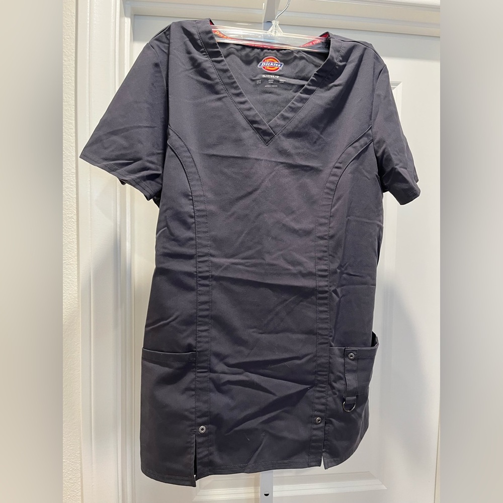 Dickies Charcoal V-Neck Scrub Top